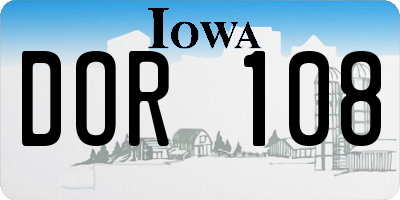IA license plate DOR108