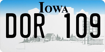 IA license plate DOR109