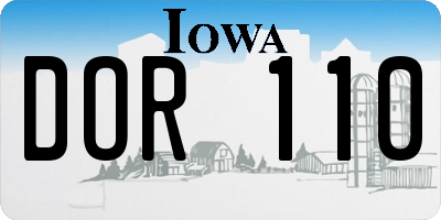IA license plate DOR110