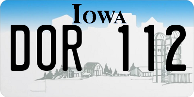 IA license plate DOR112