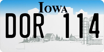 IA license plate DOR114