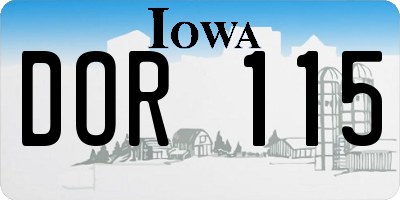 IA license plate DOR115