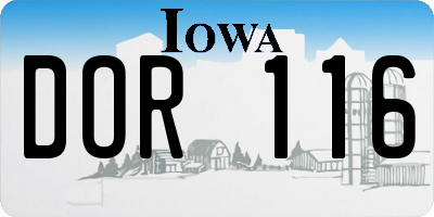 IA license plate DOR116