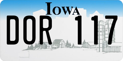 IA license plate DOR117