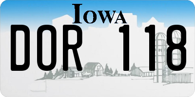 IA license plate DOR118