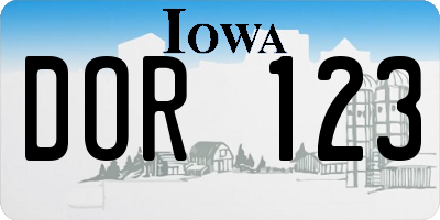 IA license plate DOR123