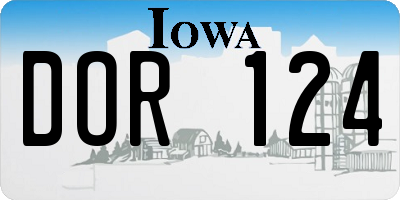IA license plate DOR124