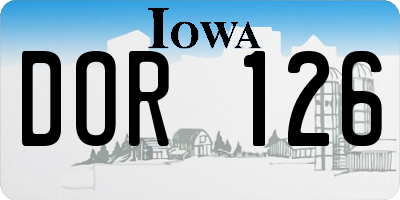 IA license plate DOR126