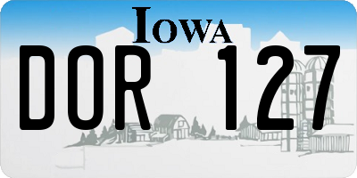 IA license plate DOR127