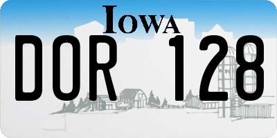 IA license plate DOR128