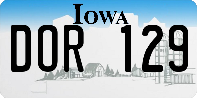 IA license plate DOR129