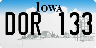 IA license plate DOR133