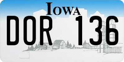 IA license plate DOR136