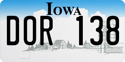 IA license plate DOR138