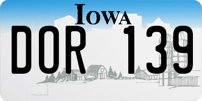 IA license plate DOR139