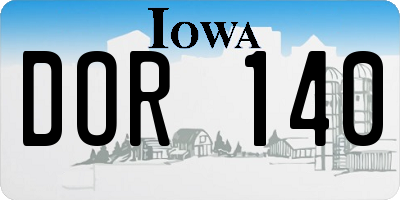 IA license plate DOR140