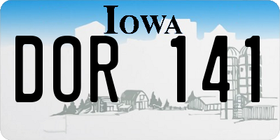 IA license plate DOR141