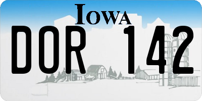 IA license plate DOR142