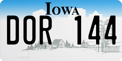 IA license plate DOR144