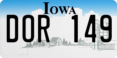IA license plate DOR149