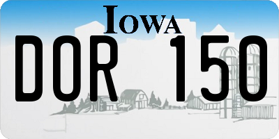 IA license plate DOR150