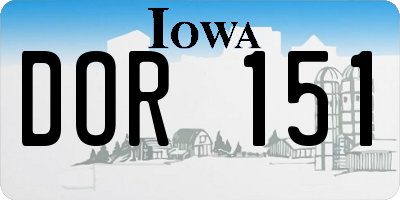 IA license plate DOR151