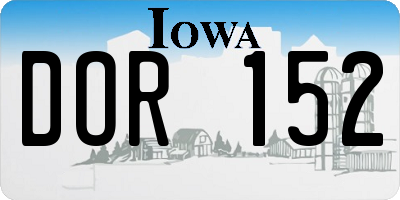 IA license plate DOR152