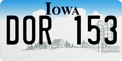 IA license plate DOR153