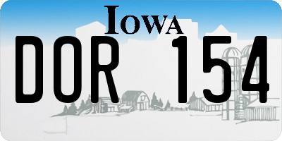 IA license plate DOR154