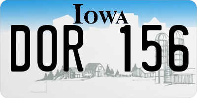 IA license plate DOR156