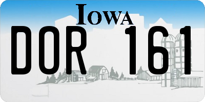 IA license plate DOR161