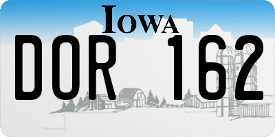 IA license plate DOR162