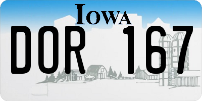 IA license plate DOR167