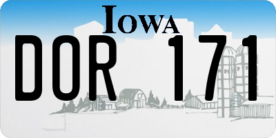 IA license plate DOR171