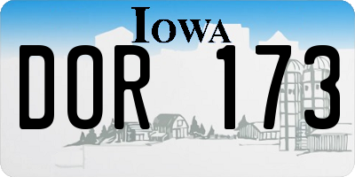 IA license plate DOR173