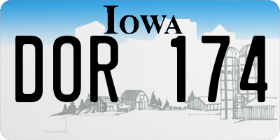 IA license plate DOR174
