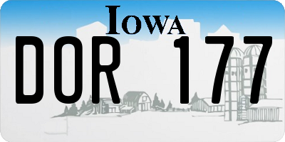 IA license plate DOR177
