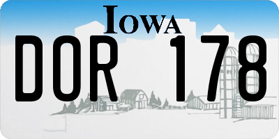 IA license plate DOR178