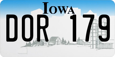 IA license plate DOR179