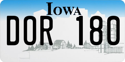 IA license plate DOR180