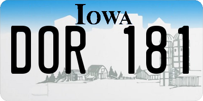 IA license plate DOR181