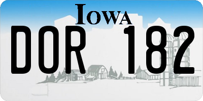 IA license plate DOR182