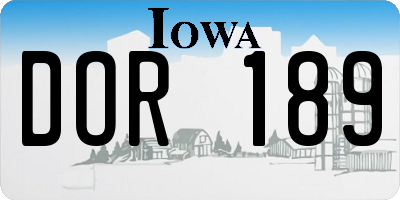 IA license plate DOR189