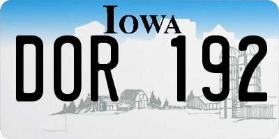 IA license plate DOR192