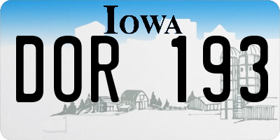 IA license plate DOR193