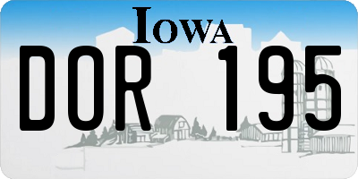 IA license plate DOR195