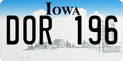 IA license plate DOR196