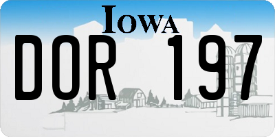 IA license plate DOR197