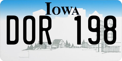 IA license plate DOR198