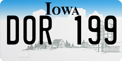 IA license plate DOR199